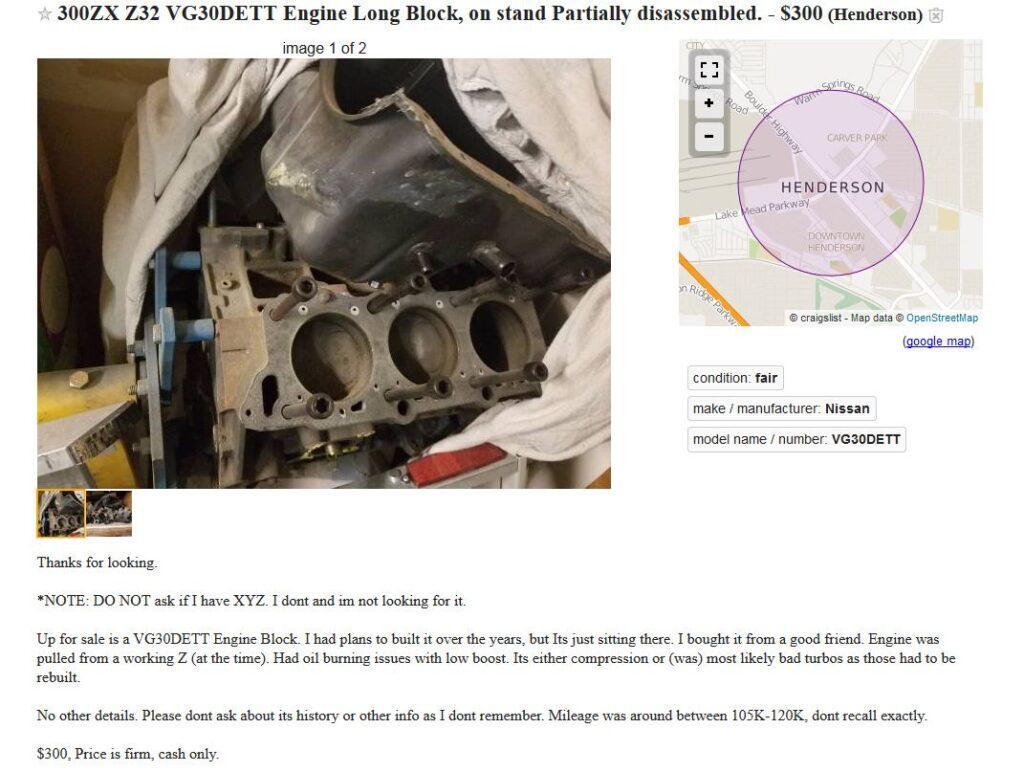 Engine Craigslist Ad